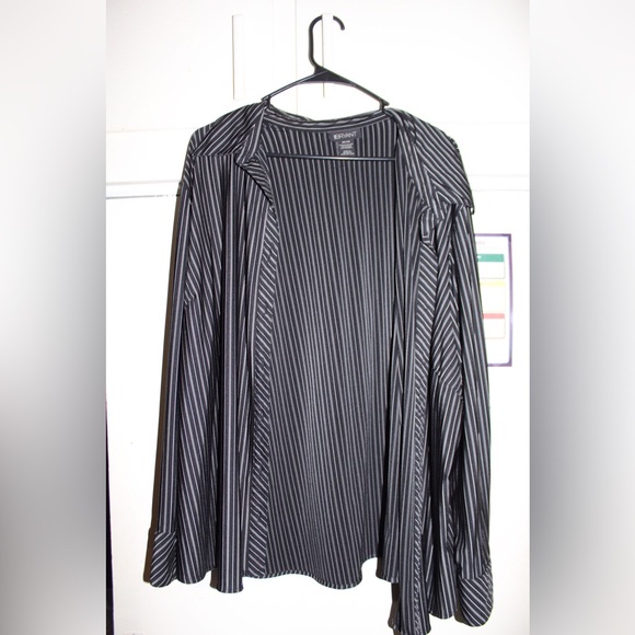 Lane Bryant Black and Gray Pinstripe Blouse - Picture 1 of 2
